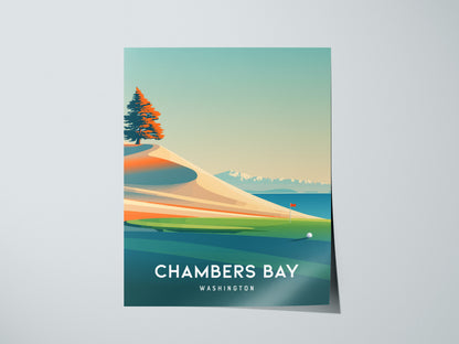Chambers Bay, Washington Poster | Links Poster & Golfer Gift Wall Art — giclée print detail on matte paper