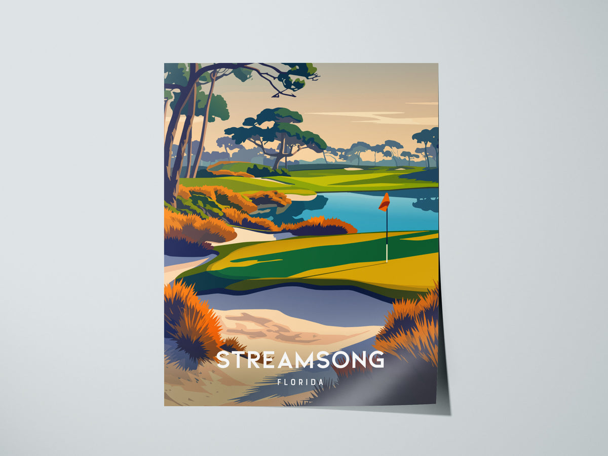 Streamsong, Florida Poster | Links Poster & Golfer Gift Wall Art — giclée print detail on matte paper
