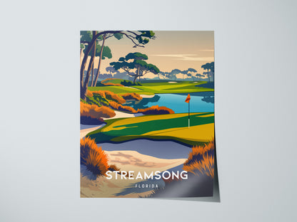 Streamsong, Florida Poster | Links Poster & Golfer Gift Wall Art — giclée print detail on matte paper