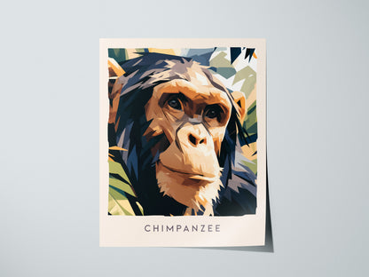 Chimpanzee, Pan troglodytes Poster | Primate Portrait Wildlife Wall Art — giclée print detail on matte paper