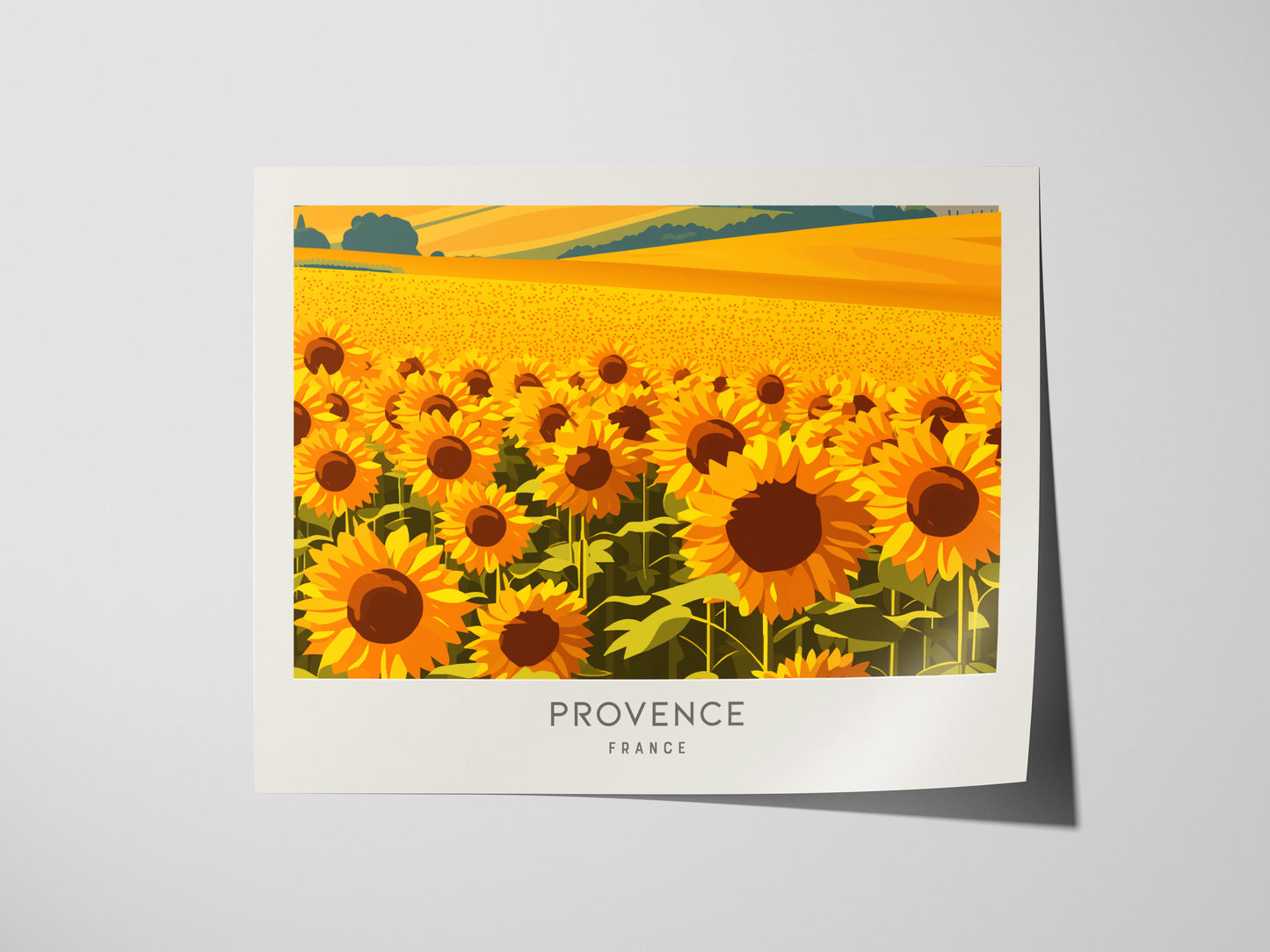 Provence Landscape Matte Border Poster | France Travel Wall Art — giclée print detail on matte paper