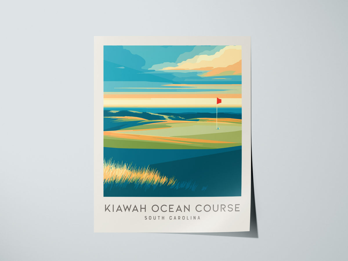 Kiawah Ocean Course Matte Border Poster | South Carolina Golf Wall Art & Framed or Unframed — giclée print detail on matte pa