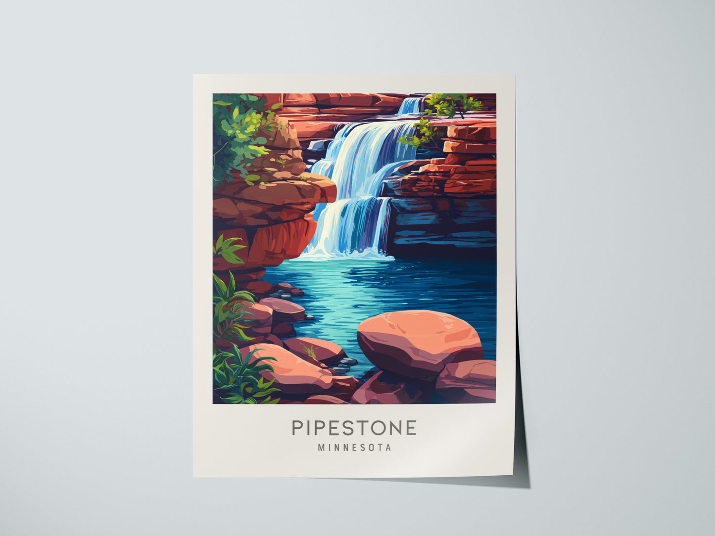 Pipestone Matte Border Poster | Minnesota Travel Wall Art — giclée print detail on matte paper