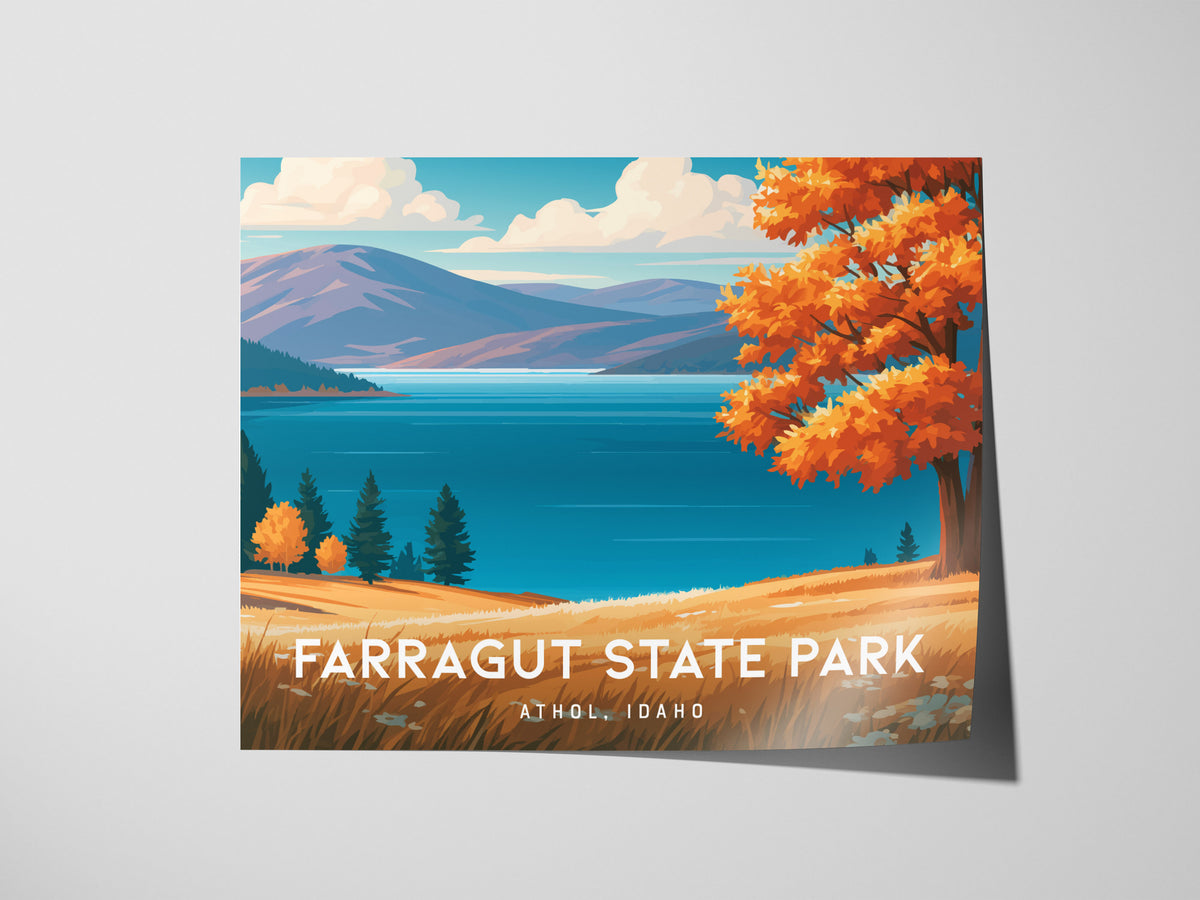 Farragut State Park Landscape Poster | Athol, Idaho Lakeside Pine Forest Framed or Unframed Wall Art — giclée print detail on