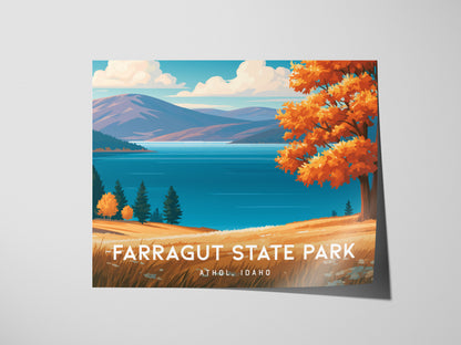 Farragut State Park Landscape Poster | Athol, Idaho Lakeside Pine Forest Framed or Unframed Wall Art — giclée print detail on