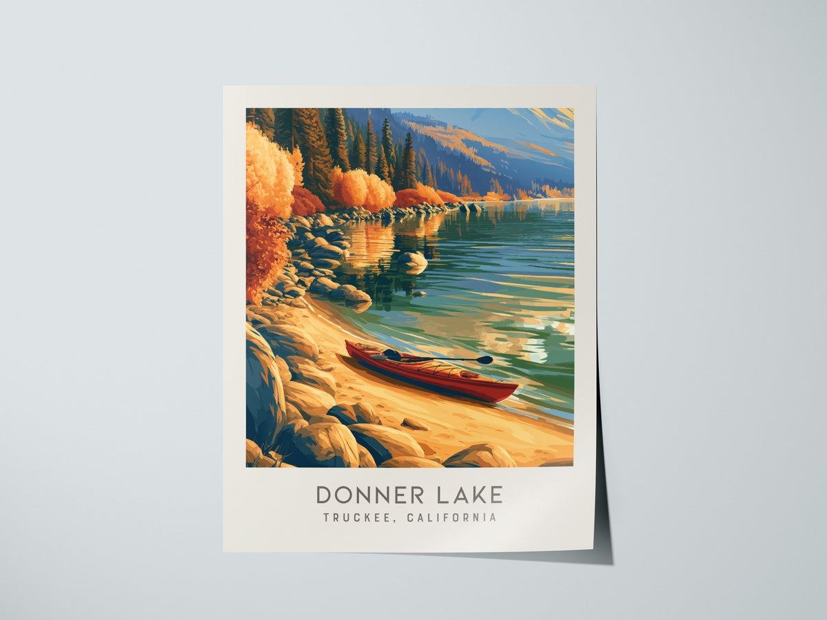 Donner Lake Matte Border Poster | Truckee, California Destination Print — giclée print detail on matte paper