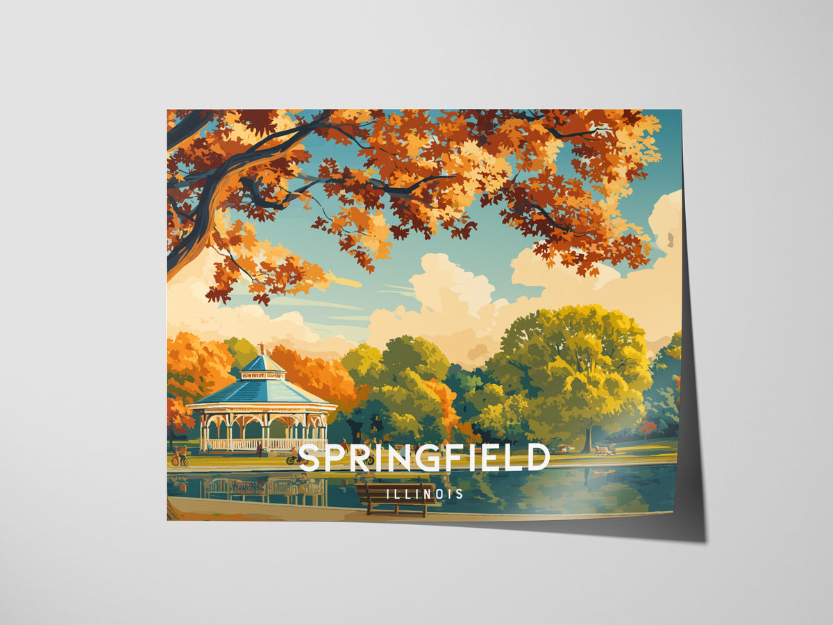 Springfield, Illinois Landscape Poster | Historic Route 66 Prairie Framed or Unframed Wall Art — giclée print detail on matte