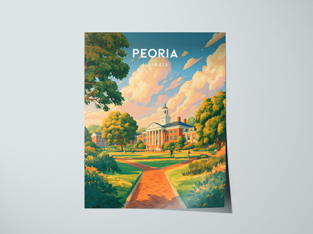 Peoria, Illinois Poster | River City Charm Framed or Unframed Wall Art — giclée print detail on matte paper