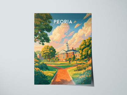 Peoria, Illinois Poster | River City Charm Framed or Unframed Wall Art — giclée print detail on matte paper