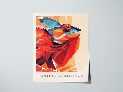 Panther Chameleon Poster | Vibrant Rainforest Reptile Wildlife Wall Art — giclée print detail on matte paper