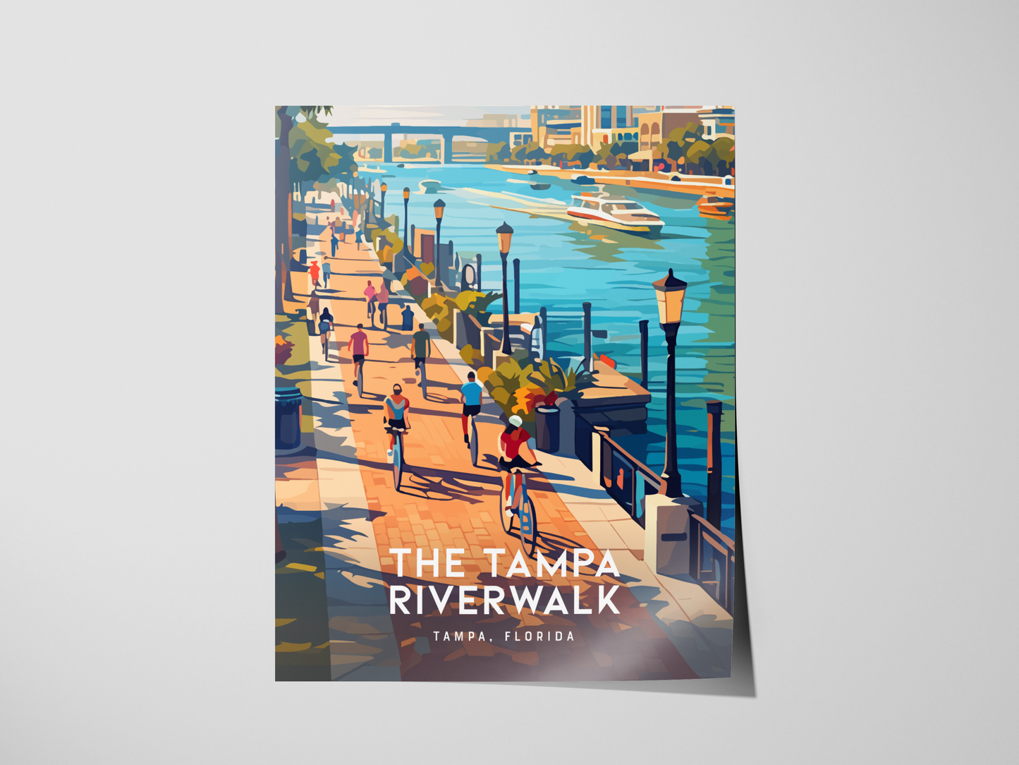 Tampa Riverwalk Poster | Florida Waterfront Art | Downtown TPA Gift
