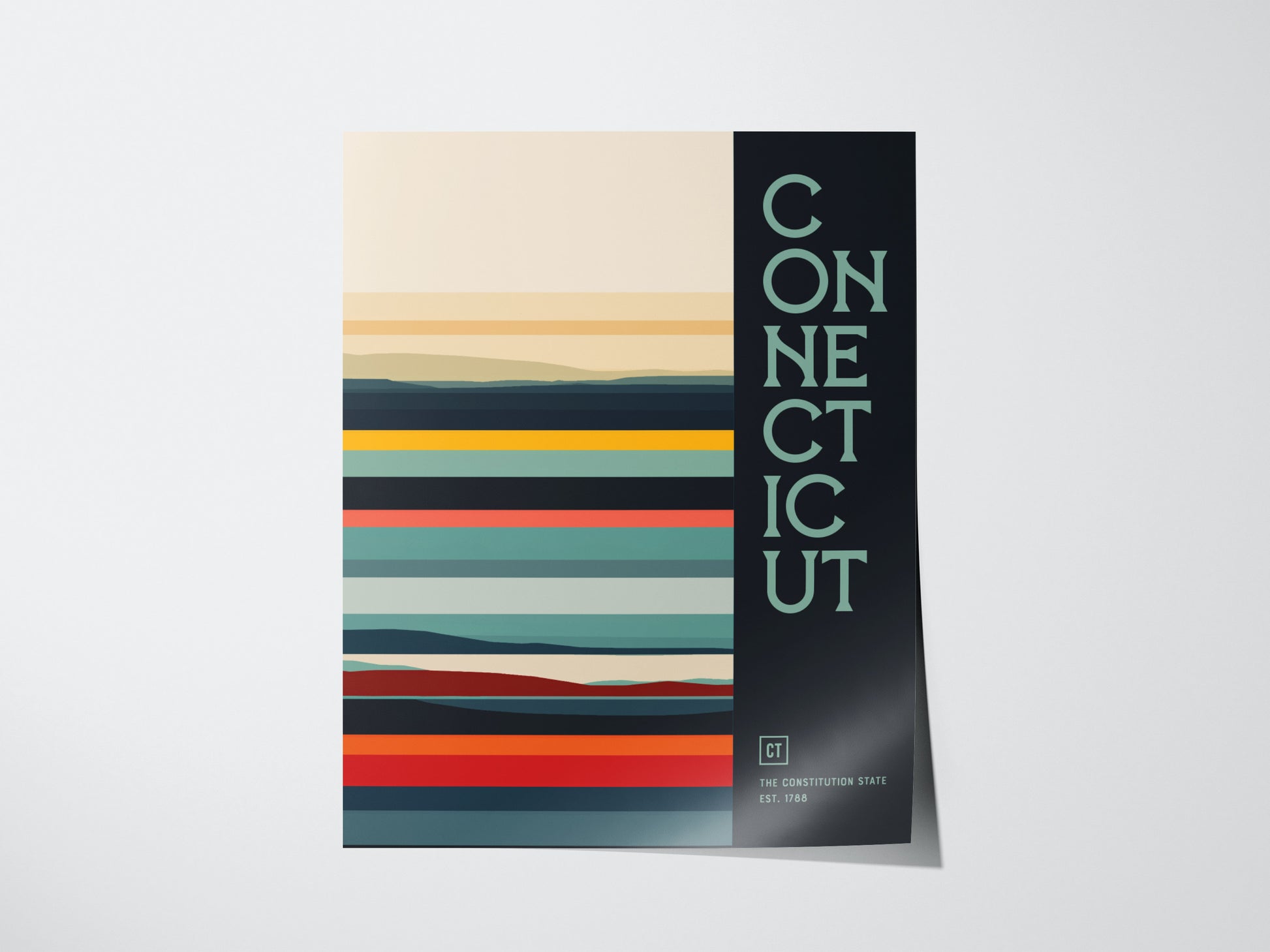 Connecticut Minimalist Design Poster | Abstract US State Wall Art | Framed or Unframed