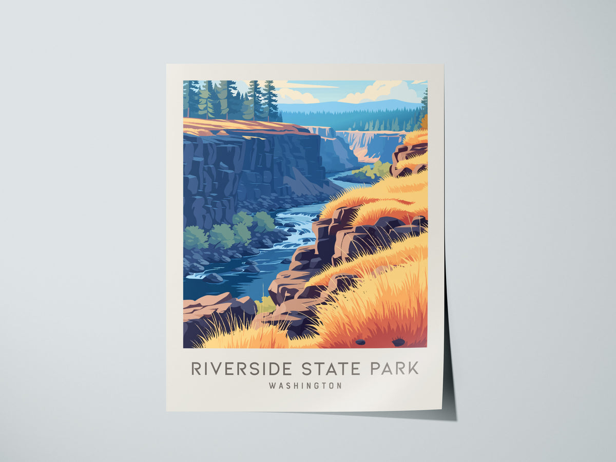 Riverside State Park Matte Border Poster | Washington Travel Wall Art — giclée print detail on matte paper