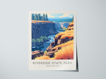 Riverside State Park Matte Border Poster | Washington Travel Wall Art — giclée print detail on matte paper