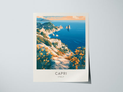 Capri Matte Border Poster | Italy Travel Wall Art — giclée print detail on matte paper