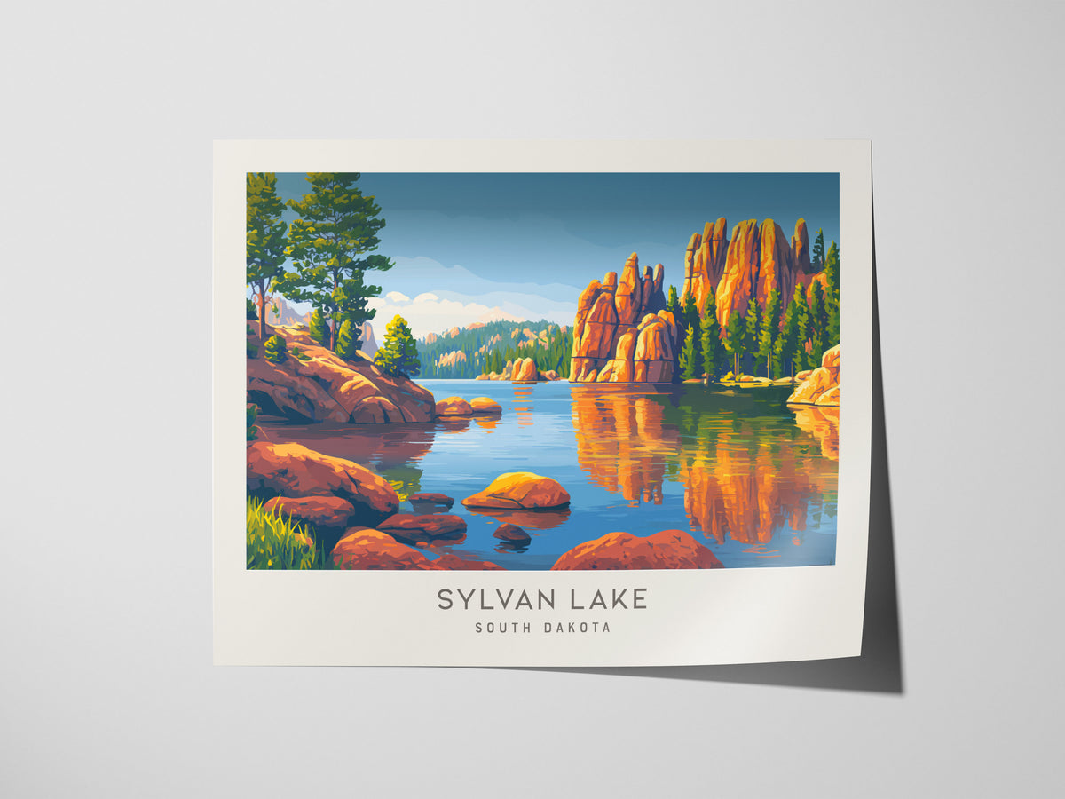 Sylvan Lake Landscape Matte Border Poster | South Dakota Travel Gift Wall Art — giclée print detail on matte paper