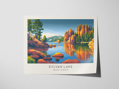 Sylvan Lake Landscape Matte Border Poster | South Dakota Travel Gift Wall Art — giclée print detail on matte paper
