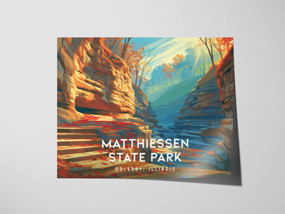 Matthiessen State Park Landscape Poster | Oglesby, Illinois Framed or Unframed Vacation Wall Art — giclée print detail on mat