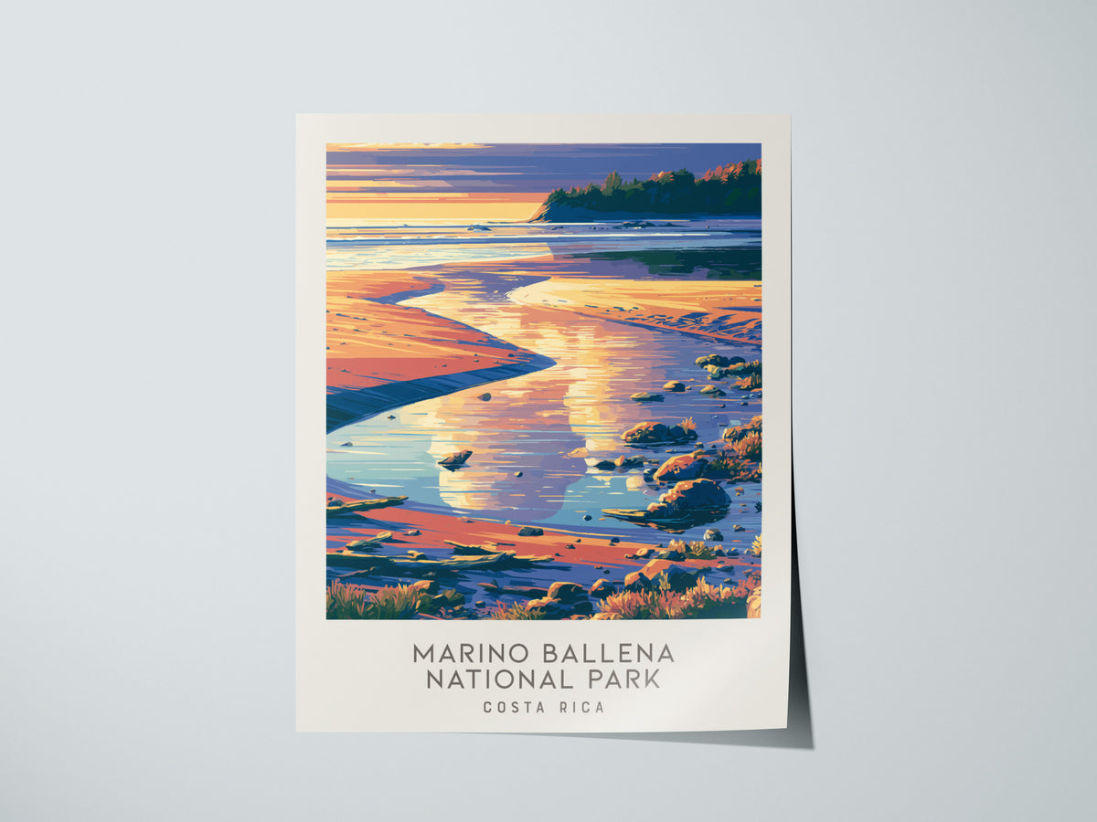 Marino Ballena National Park Matte Border Poster | Costa Rica Travel Wall Art — giclée print detail on matte paper