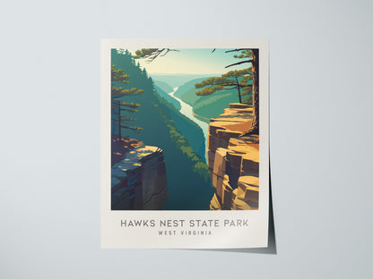 Hawks Nest State Park Matte Border Poster | West Virginia Destination Print Travel Wall Art — giclée print detail on matte pa