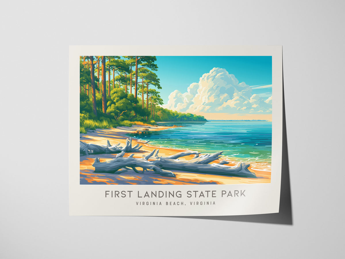 First Landing State Park Landscape Matte Border Poster | Virginia Beach, Virginia Vacation Wall Art — giclée print detail on