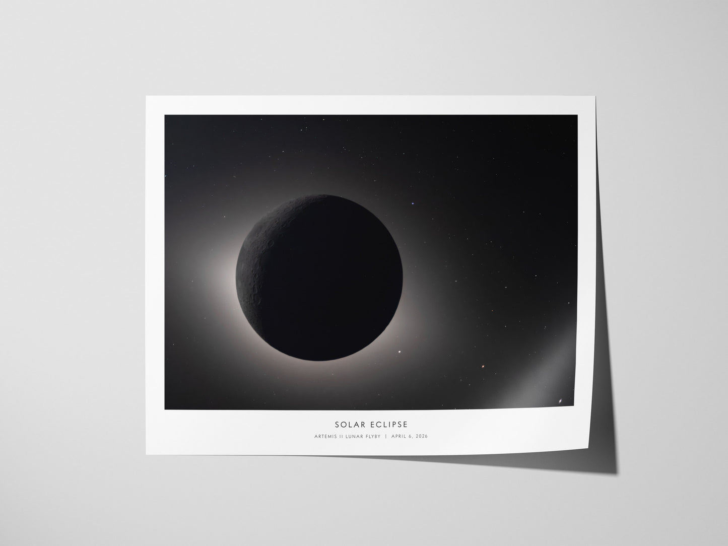 Solar Eclipse Poster | Landscape Artemis II Lunar Flyby NASA Astronomy Print Space Photography — giclée print detail on matte