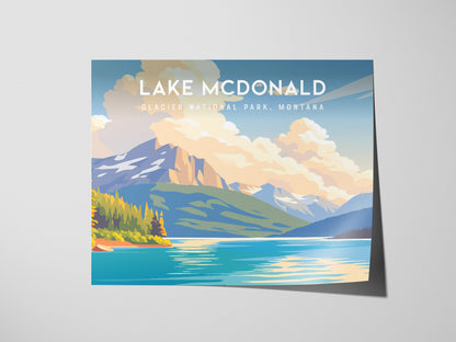 Lake McDonald Landscape Poster | Glacier National Park, Montana Framed or Unframed Wall Art — giclée print detail on matte pa