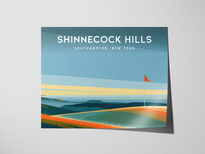 Shinnecock Hills Landscape Poster | Southampton, New York Golfer Gift & Links Poster Wall Art — giclée print detail on matte