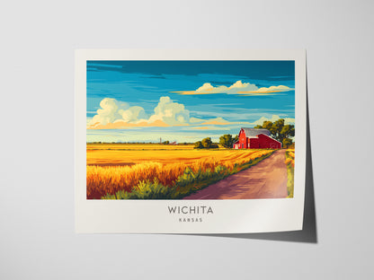 Wichita Landscape Matte Border Poster | Kansas Travel Wall Art — giclée print detail on matte paper