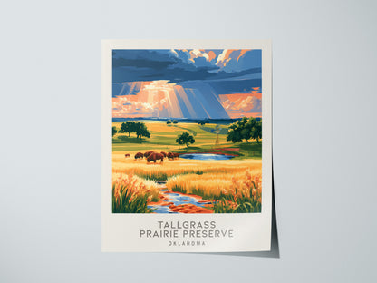 Tallgrass Prairie Preserve Matte Border Poster | Oklahoma Destination Print Travel Wall Art — giclée print detail on matte pa