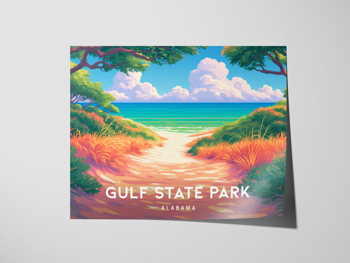 Gulf State Park Landscape Poster | Alabama Framed or Unframed Travel Gift Wall Art — giclée print detail on matte paper
