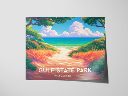 Gulf State Park Landscape Poster | Alabama Framed or Unframed Travel Gift Wall Art — giclée print detail on matte paper