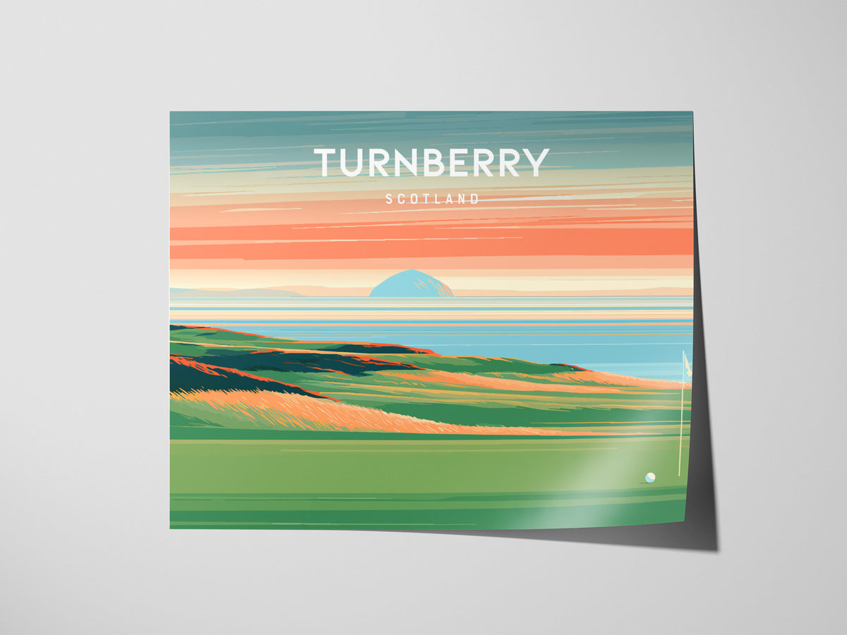 Turnberry Landscape Poster | Scotland Golf Wall Art & Framed or Unframed — giclée print detail on matte paper