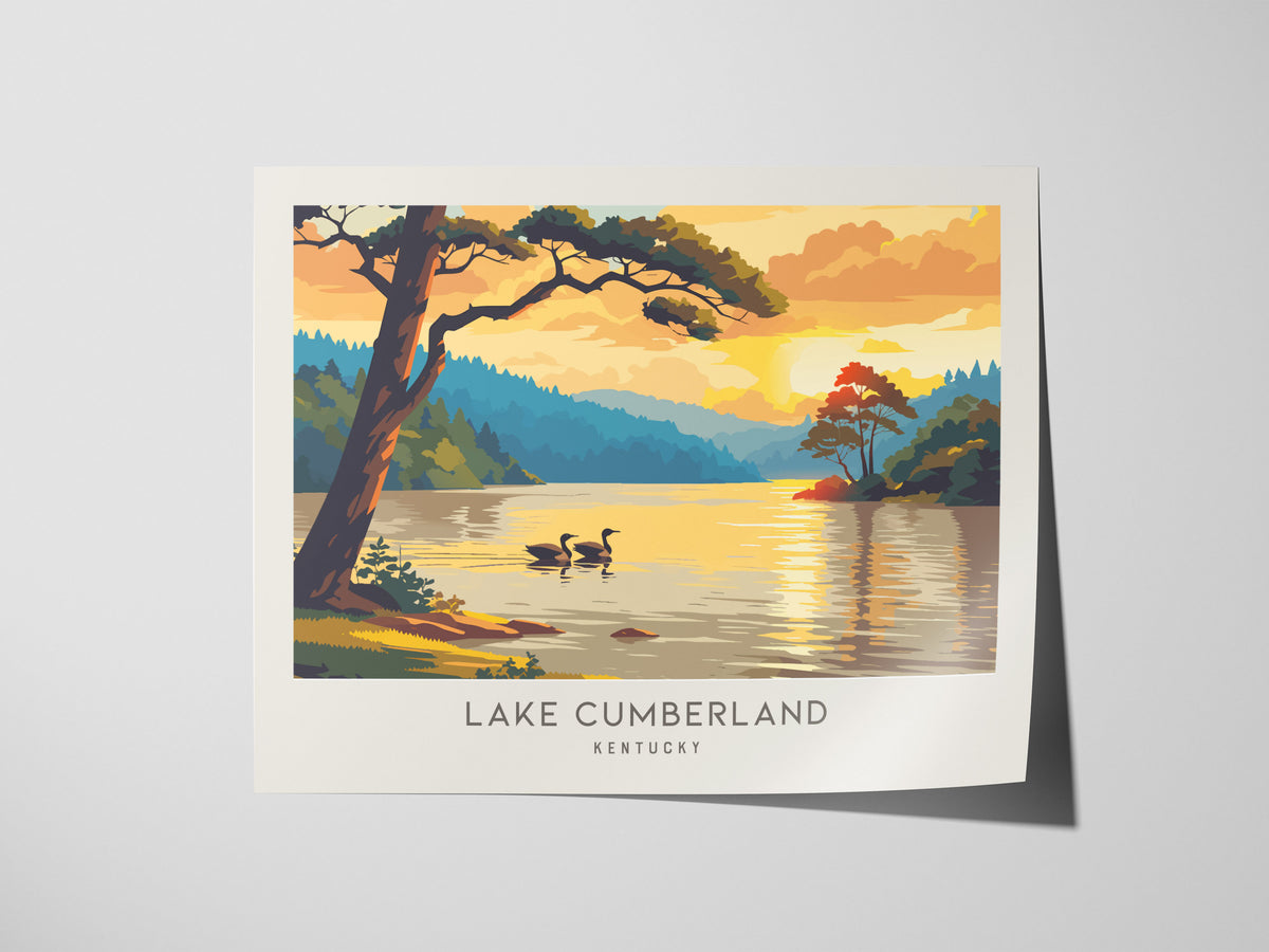 Lake Cumberland Landscape Matte Border Poster | Kentucky Travel Wall Art — giclée print detail on matte paper