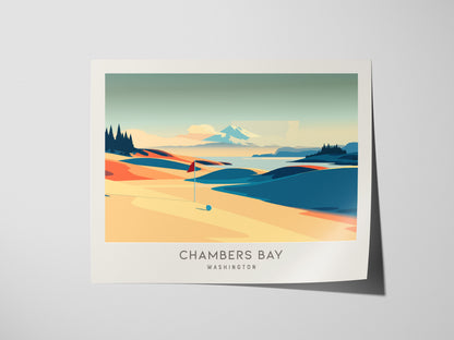 Chambers Bay Landscape Matte Border Poster | Washington Framed or Unframed Golf Wall Art — giclée print detail on matte paper