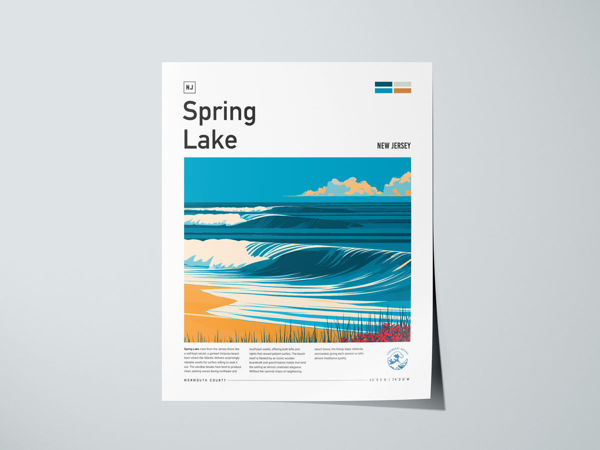 Spring Lake, New Jersey Poster | Surf Wall Art & Coastal Charm Print — giclée print detail on matte paper