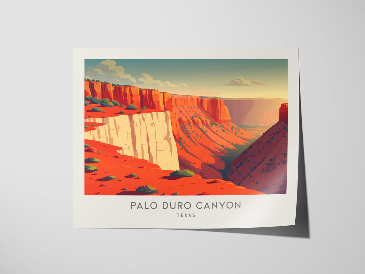 Palo Duro Canyon Landscape Matte Border Poster | Texas Vacation Wall Art — giclée print detail on matte paper