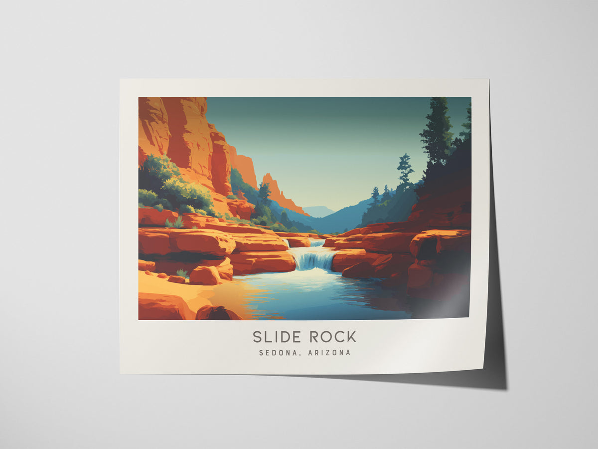 Slide Rock Landscape Matte Border Poster | Sedona, Arizona Vacation Wall Art — giclée print detail on matte paper