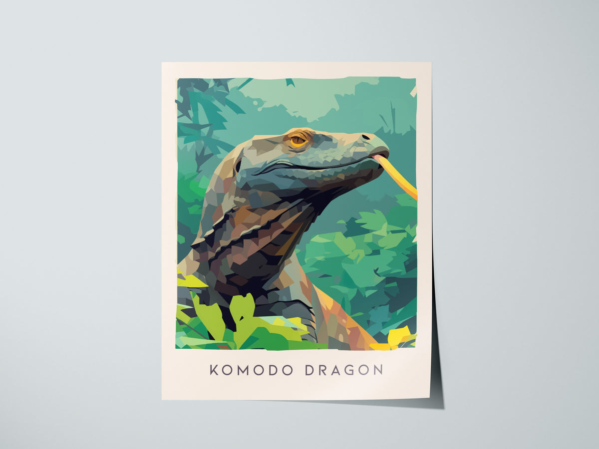 Komodo Dragon Poster | Ancient Reptile Wildlife Wall Art — giclée print detail on matte paper