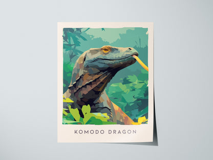 Komodo Dragon Poster | Ancient Reptile Wildlife Wall Art — giclée print detail on matte paper