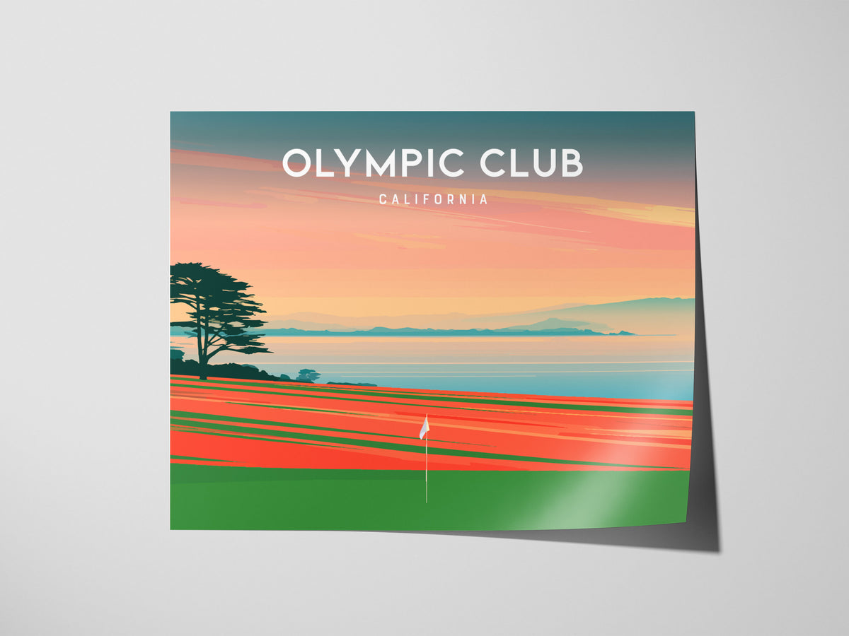Olympic Club Landscape Poster | California Country Club Decor & Golf Wall Art — giclée print detail on matte paper