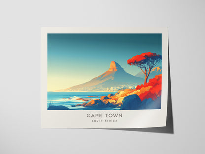 Cape Town Landscape Matte Border Poster | South Africa Vacation Wall Art — giclée print detail on matte paper