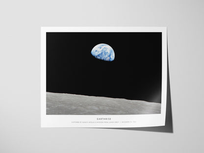 Earthrise Landscape Poster | NASA Apollo 8 Mission Astronomy Print Space Photography Wall Art — giclée print detail on matte