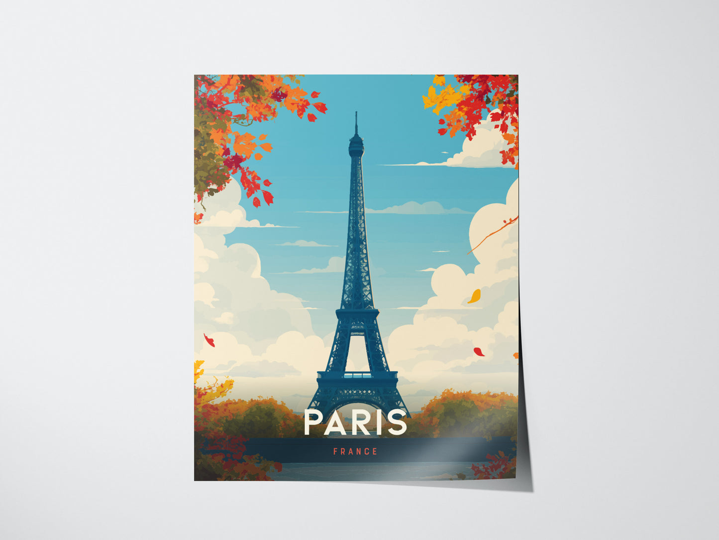 Eiffel Tower Paris Poster | France Landmark Wall Art | Framed of Unframed