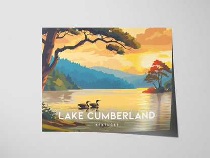 Lake Cumberland, Kentucky Landscape Poster | Framed or Unframed Lake House Decor Wall Art — giclée print detail on matte pape
