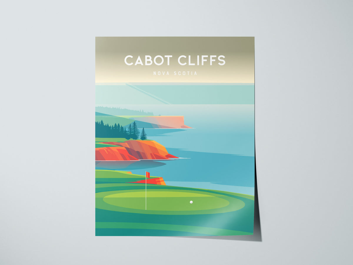Cabot Cliffs, Nova Scotia Poster | Dramatic Links Golf Course Print Wall Art — giclée print detail on matte paper