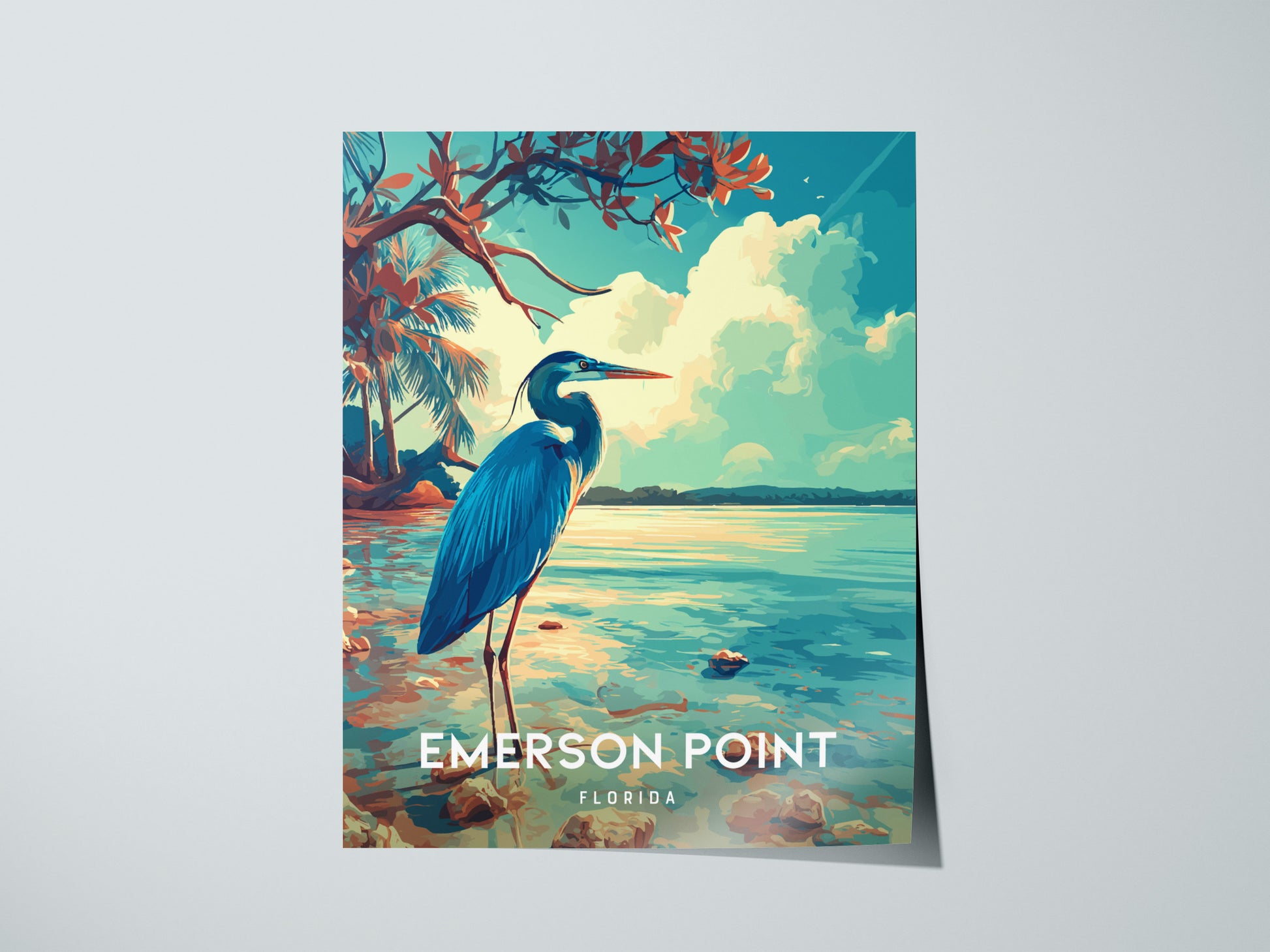 Emerson Point, Florida Poster | Mangrove & Marsh Preserve Wall Art — giclée print detail on matte paper