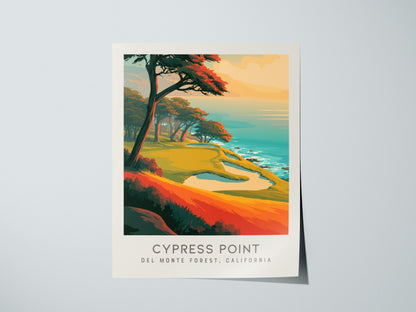 Cypress Point Matte Border Poster | Del Monte Forest, California Golfer Gift Framed or Unframed — giclée print detail on matt