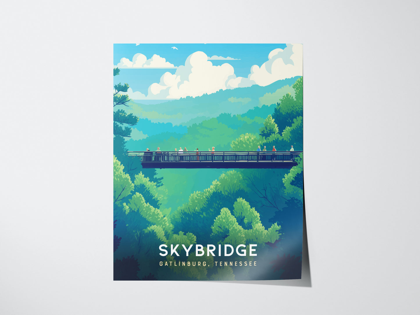 Gatlinburg SkyBridge Poster | Great Smoky Mountains Hiker Wall Art | Framed or Unframed