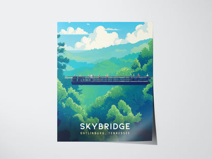Gatlinburg SkyBridge Poster | Great Smoky Mountains Hiker Wall Art | Framed or Unframed